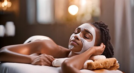 Wall Mural - Woman with beauty mask in spa.