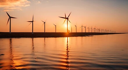 Poster - Wind turbines in the sea.