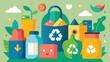 An ecofriendly packaging choice featuring a playful design of recycling symbols in different colors aimed at educating customers on the