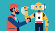 © Justlight - A worker adjusts the settings on a robot coworker carefully inspecting its functions before assigning it tasks. The seamless integration of