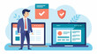 © Justlight - A laptop screen displays a split screen of two insurance websites as a business owner does research to determine the best option for their