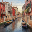 Gondola on the Grand Canal in Venice, Italy. Venice is a popular tourist destination of Europe.