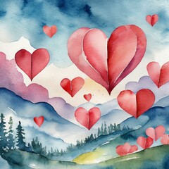 Wall Mural - valentines background with hearts