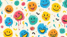 A Joyful Vector Seamless Pattern Featuring Colorful Happy Smileys
