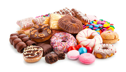 Wall Mural - sweets on table on white background