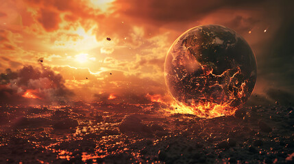 image of burning planet.