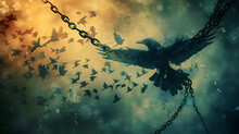Freedom On The Wings Of Birds Flying - Broken Chains Concept