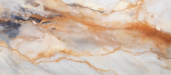 Wall Mural - A detailed closeup of white and brown marble texture resembling a dish or a painting. The beige and waterlike patterns blend with the bedrock and woodlike veins