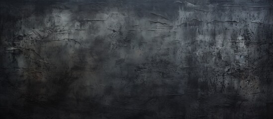 Poster - A close up of a dark grey concrete wall with a textured pattern, resembling monochrome photography. The wall gives off a sense of darkness and is contrasted with the wood flooring