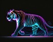 Neonowy zarys poruszającego się tygrysa