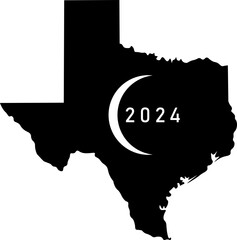 Wall Mural - Solar Eclipse Texas 2024 Graphic Design with Transparent Background