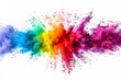 © pham - Vibrant burst of powdered colors in various hues scattered on a clean, white surface