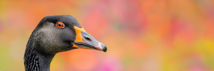 black goose on a pink background, banner