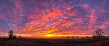 Vibrant Pink And Orange Sunrise Painting The Sky With Stunning Hues Of Color And Light.