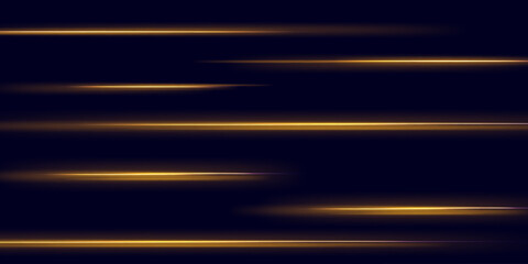 Poster - Horizontal light rays, flash blue horizontal lens flares pack, speed laser beams, glow blue line motion on transparent background, beautiful light flare, bright glare, vector illustration, eps 10