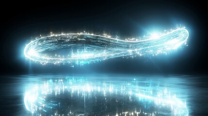 Silhouette of a man walking in digital cyberspace.
Concept: eSports and digital technologies in sports, social media and network communication. Copy space banner
