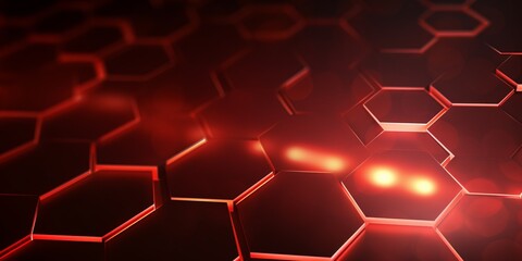 Abstract red technology hexagonal background