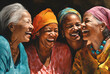 Group of happy elderly friends