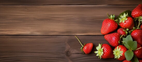 Sticker - A cluster of vibrant red strawberries displayed on a hardwood table, showcasing the natural beauty of the fruit against the wooden backdrop