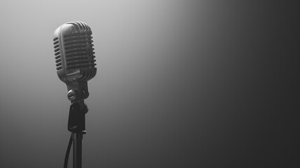 retro microphone monochrome, copy space