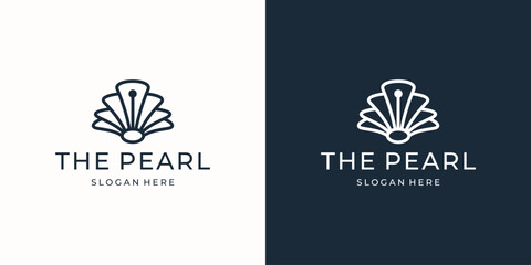 Poster - minimalist the pearl contour line logo design template.