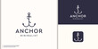 minimalist mono line Simple Anchor logo for Boat Ship Marine Navy Nautical logo design vector