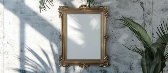 Baroque frame mockup displayed on a wall