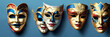 carnival mask on black background.  Background - theatrical masks. Card template with