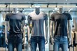 Mannequins wearing in jeans and t-shirt on showcase in store