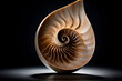 Large nautilus shell on table