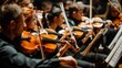 Violinists playing in an orchestra created with Generative AI