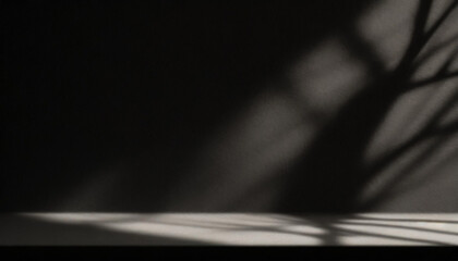 Wall Mural - abstract studio black background for product presentation. empty room with shadows of window and flo