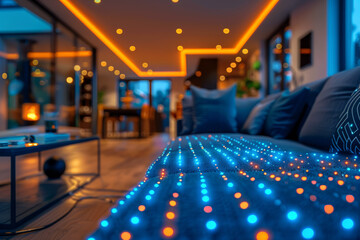 Poster - a technologically advanced home automation system seamlessly controlling lighting, climate, and secu