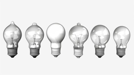 Wall Mural -  a row of light bulbs sitting next to each other on top of a white surface in front of a white background.
