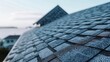 © The Little Hut - Generative AI : grey roof shingle with with garret house. house roof near sea in morning time.