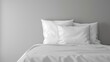 Generative AI : Clean Bedding sheets and pillow on natural wall room background.