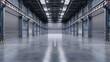Generative AI : Factory or warehouse or industrial building. Protection with roller door or roller shutter. 