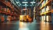 © The Little Hut - Generative AI : Forklift Truck AGV robots efficiently sorting hundreds of parcels per hour(Automated guided vehicle) AGV.3d rendering