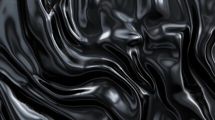Poster - Black Liquid Texture with Abstract Wave Pattern