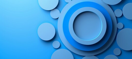 Poster - Blue 3d geometric gradient shapes banner for website and print design with stone pattern