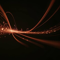 Poster - A black background featuring vibrant orange and white lines creating a striking visual contrast. Generative AI