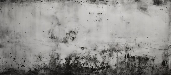 Sticker - A monochrome photograph of a snowy natural landscape with freezing soil, grass, and plants against a dirty wall, creating a unique blackandwhite contrast