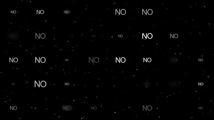 Poster - Template animation of evenly spaced no symbols of different sizes and opacity. Animation of transparency and size. Seamless looped 4k animation on black background with stars