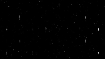 Poster - Template animation of evenly spaced woman silhouettes of different sizes and opacity. Animation of transparency and size. Seamless looped 4k animation on black background with stars