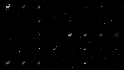 Poster - Template animation of evenly spaced deer symbols of different sizes and opacity. Animation of transparency and size. Seamless looped 4k animation on black background with stars