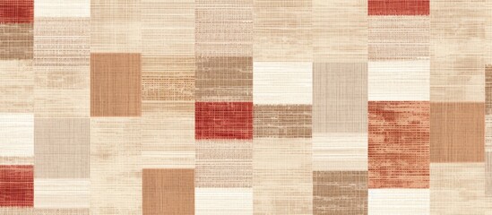 Poster - A close up of a hardwood floor with a pattern of brown square wooden tiles, resembling brickwork. The intricate design adds art to the room