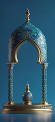 Wall Mural - Ramadan Kareem background in blue.