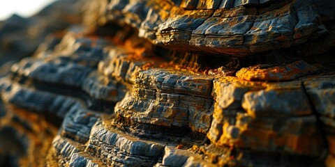 Wall Mural - A close up of a rock formation with orange and brown colors. Generative AI.