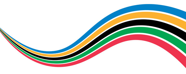 abstract wavy stripes of olympic games colors isolated on transparent background. vector illustratio