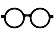 Retro round eye glasses. Eyewear flat icon. Vector illustration of retro classic style black eyeglasses silhouette isolated on white background.